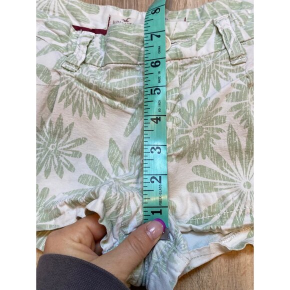 Y2K Hollister Low Rise Micro Mini Green Floral Print Cotton Casual Shorts Size 5 - Picture 4 of 6